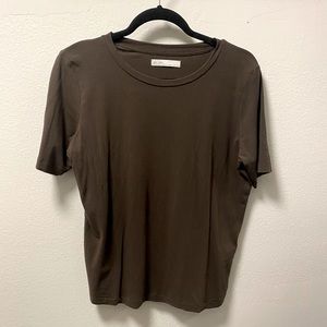 OAK + FORT core t-shirt short sleeve dark brown size s